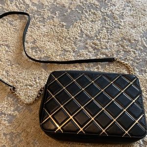 Black leather MK Michael Kors shoulder bag